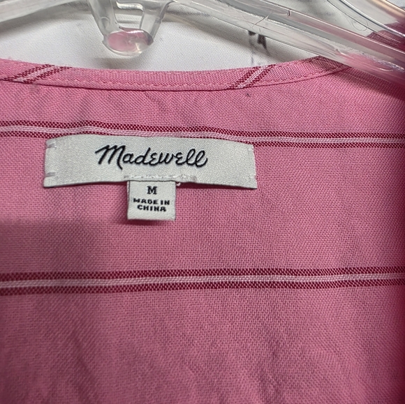 Madewell / Pink Crossover Wrap Blouse with Tie Detail - Picture 2 of 8